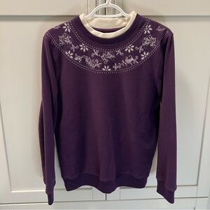 Vintage TRADITION Purple Embroidered Neckline Fleece Sweatshirt | Size S (6-8)